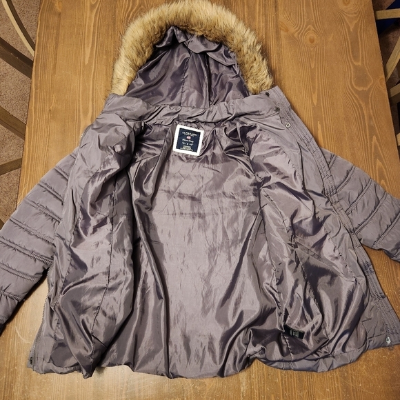 US POLO ASSN New York Womens Jacket Size S With Furry Removeable Hood Grey - Picture 5 of 16
